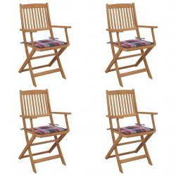 Chaises pliables de jardin lot de 4 avec coussins Bois d'acacia