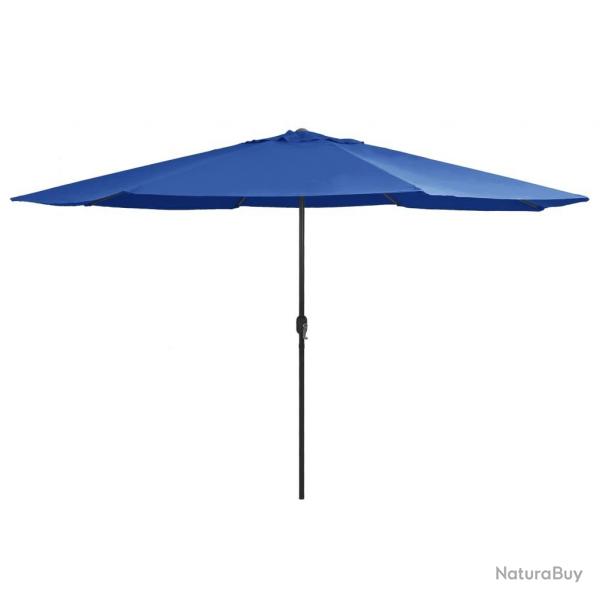 Parasol de jardin avec mt en mtal 390 cm bleu azur