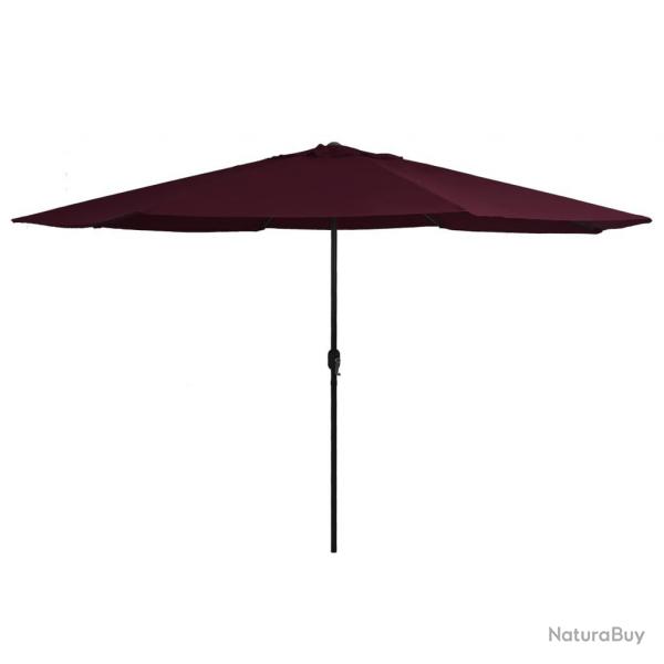 Parasol de jardin avec mt en mtal 390 cm rouge bordeaux