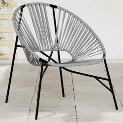Chaise oeuf de jardin noir et gris clair résine tressée