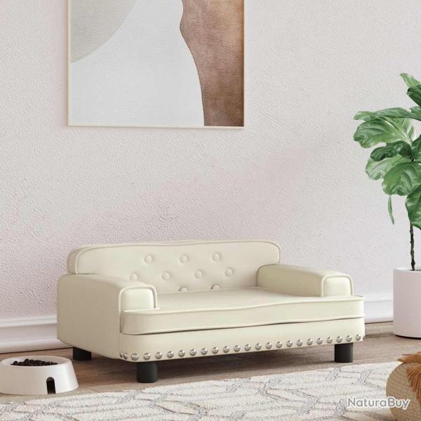 Lit pour chien crme 70x45x30 cm similicuir