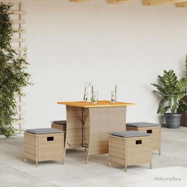 Ensemble  manger de jardin avec coussins 5pcs Beige poly rotin