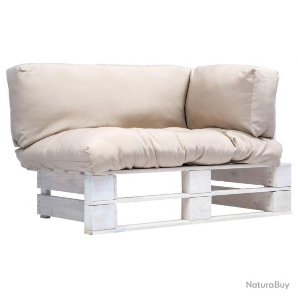 Canap de jardin palette avec coussins sable pinde