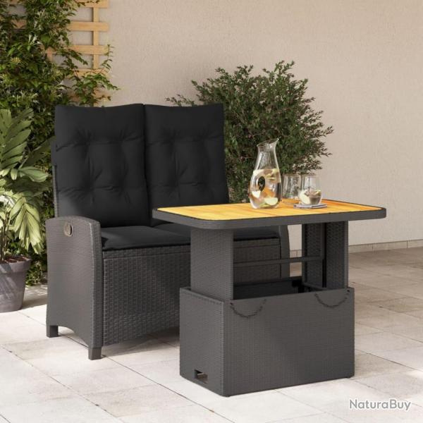 Ensemble  manger de jardin coussins 2pcs noir rsine tresse