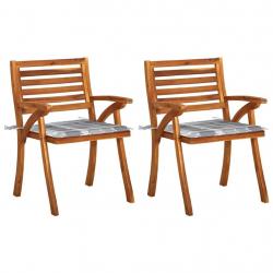 Chaises à manger de jardin avec coussins lot de 2 Acacia massif