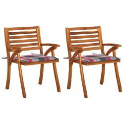 Chaises à manger de jardin avec coussins lot de 2 Acacia massif