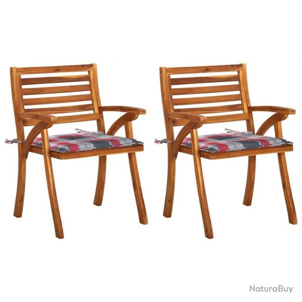 Chaises  manger de jardin avec coussins lot de 2 Acacia massif