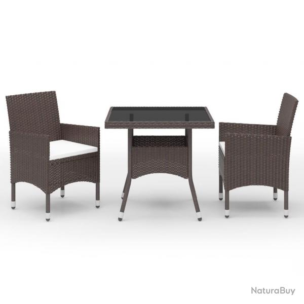 Ensemble  manger de jardin 3pcs Marron Rsine tresse et verre