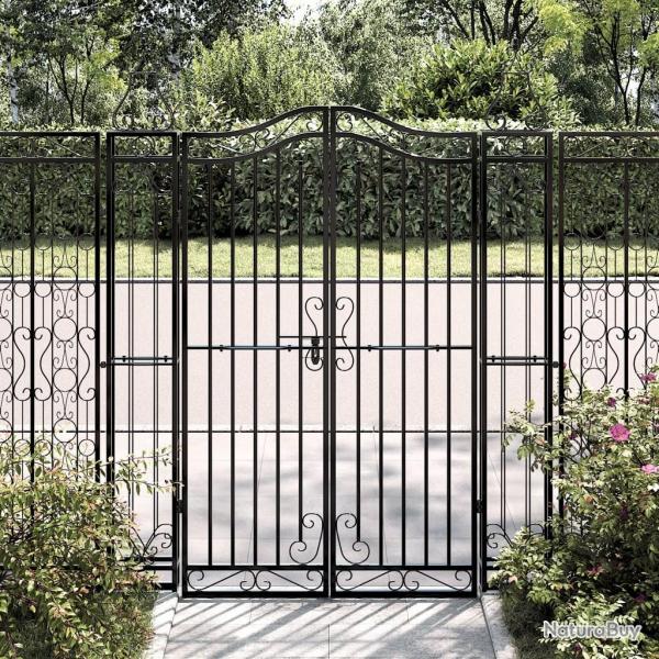 Portail de jardin noir 121x8x150 cm fer forg
