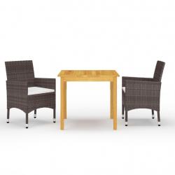 Ensemble à manger de jardin 3 pcs Marron