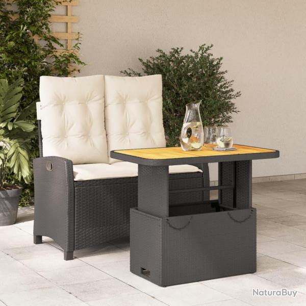Ensemble  manger de jardin coussins 2pcs noir rsine tresse