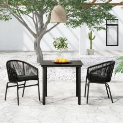 Ensemble à manger de jardin 3 pcs Noir