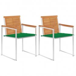 Chaises de jardin avec coussins lot de 2 Acacia solide et acier