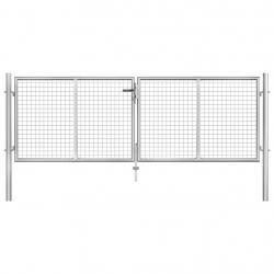 Porte de jardin Acier galvanisé 306x125 cm Argenté