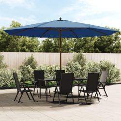 Parasol de jardin avec mât en bois bleu azuré 400x273 cm