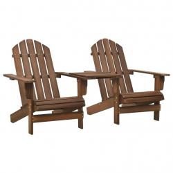 Chaises de jardin Adirondack avec table bois de sapin marron