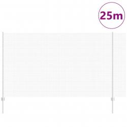 Clôture en fil soudé avec 22 poteaux U Argent 1.4x25 m Acier