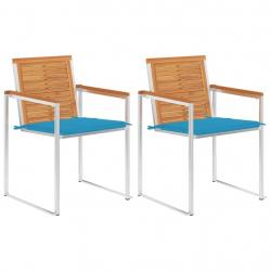 Chaises de jardin avec coussins lot de 2 Acacia solide et acier