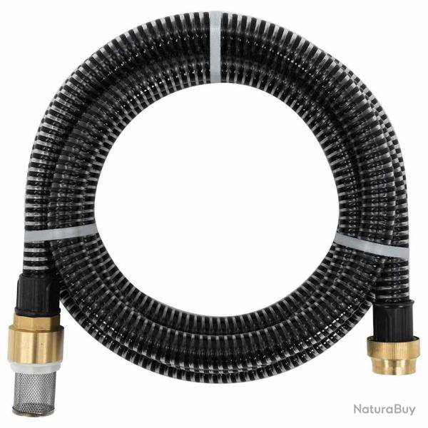 Tuyau d'aspiration avec raccords en laiton noir 1,1" 3 m PVC