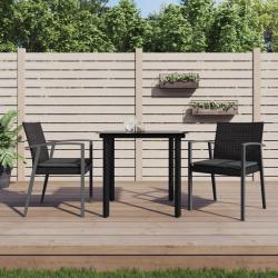 Ensemble à manger de jardin 3 pcs coussins résine tressée acier