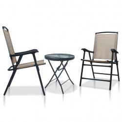 Ensemble de bistro 3 pcs Taupe Acier