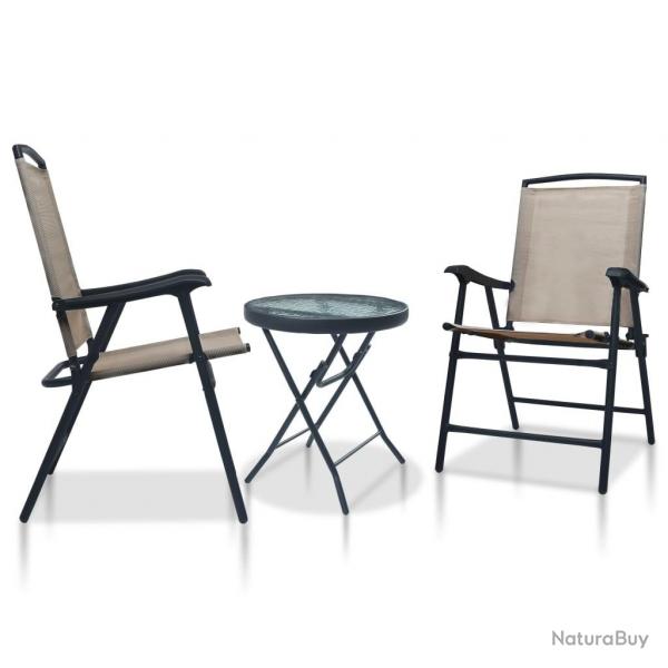Ensemble de bistro 3 pcs Taupe Acier