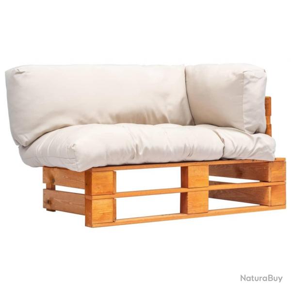 Canap de jardin palette avec coussins sable pinde