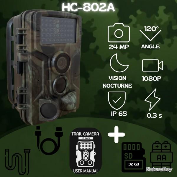 Camra De Chasse HC-802A - 24 MP | 1080P | Vision Nocturne - NEUVE - Carte MicroSD + piles OFFERTES