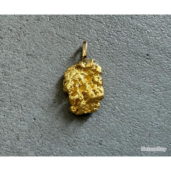 Ppite naturelle en or 22 / 24 K avec montage en or 18 carats - Origine : Alaska