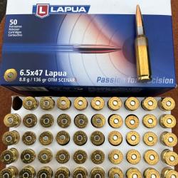 100 CARTOUCHES LAPUA 6.5x47 8,8 g136 gr SCENAR L