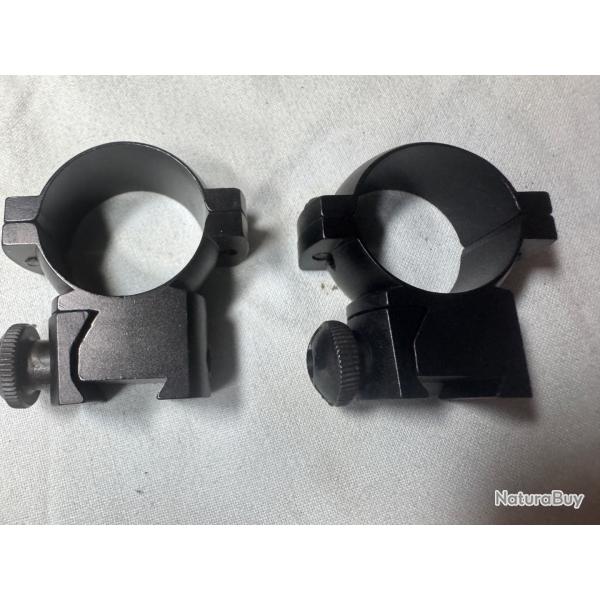Paire de colliers de montage NEUFS 25 mm pour rail 11 mm (carabine  plomb / airsoft)