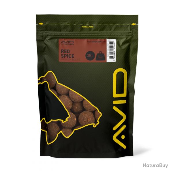 Bouillettes AVID Premium Red Spice 20mm 1kg