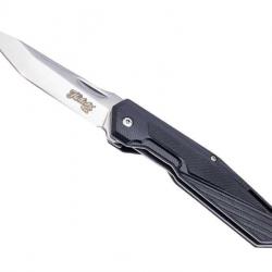 Couteau Herbertz G10 NOIR 11,5CM INOX lame forme tanto acier 420 satiné à cran intérieur et à onglet