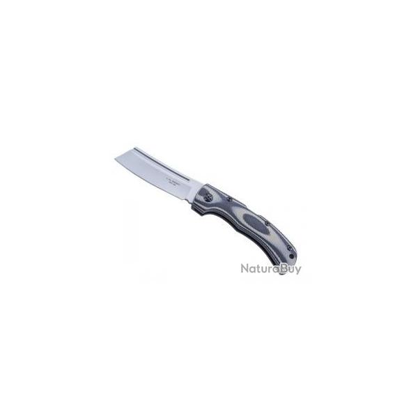 Couteau Herbertz G10 NOIR/BEIGE INOX  lame acier 420 finition  bead-blasted   cran