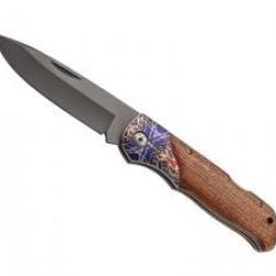 Couteau Hertbertz COCOBOLO INOX  lame acier 420 revêtement titane à cran