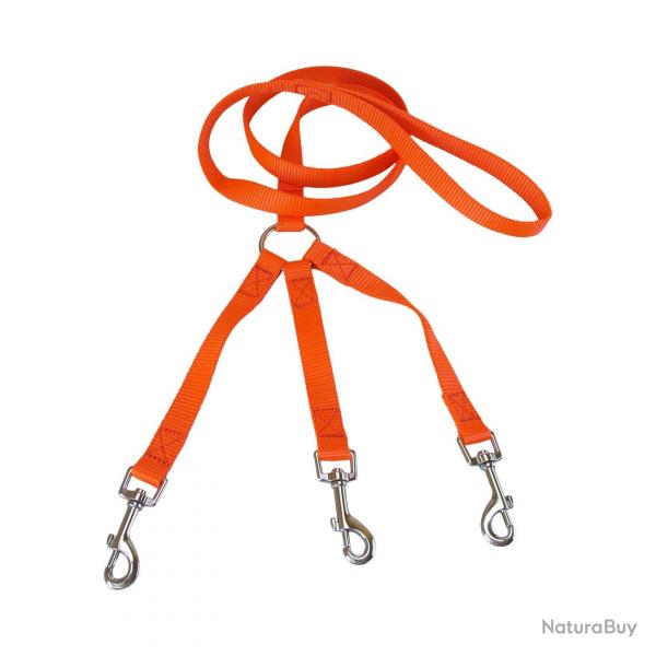 laisse triple nylon orange S jokidog