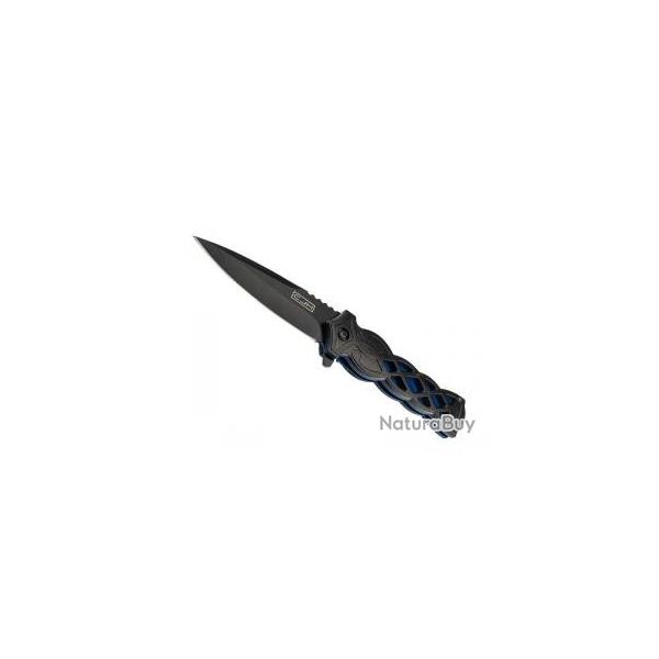 Couteau CJH  ABS NOIR CELTIQUE INOX NOIR  lame noire acier 420 avec  flipper  et  cran intrieur