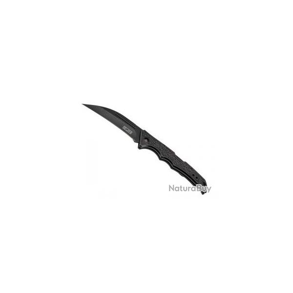 Couteau CJH  ALUMINIUM INOX TOUT NOIR lame noire acier 420  cran et  onglet