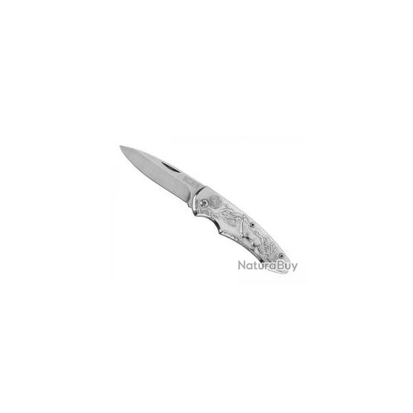 Couteau CJH LOUP TOUT INOX lame noire acier 420  cran  slip joint  et  onglet