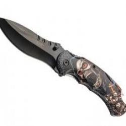 Couteau Herbertz  TETE DE MORT INOX lame acier 420