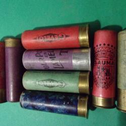 Petit lot de 8 cartouches ancienne de chasse en cal: 16 divers fabricants, étuis cartons