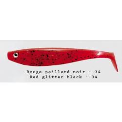 Leurre Souple Delalande Shad GT 9cm Rouge Pailleté Noir