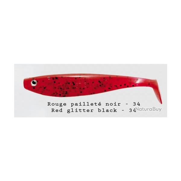 Leurre Souple Delalande Shad GT 9cm Rouge Paillet Noir