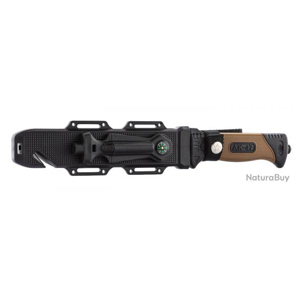 Couteau de chasse-combat  Lame 16 cm - Manche kaki antidrapant