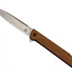 Couteau  Puma tec  G10 BRUN INOX lame acier 3Cr13 finition « stonewashed » avec « flipper »