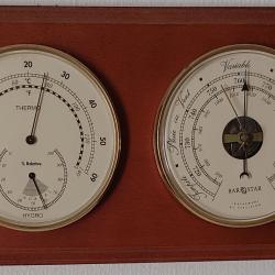 Baromètre, hygromètre et thermomètre d'intérieur en bois massif
