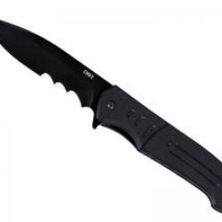 Couteau CRKT IGNITOR BLACKWASH lame noire semi-dentée acier 8Cr13MoV