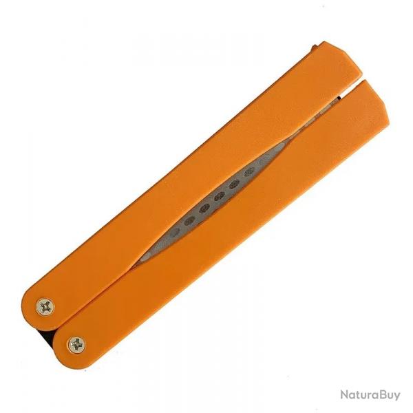 Affteur de poche Orange double face 400/600# - Pierre  aiguiser pliante avec poigne Chasse Rando