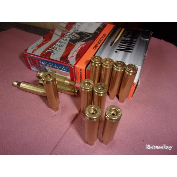 75  douilles vides calibre  243 WINCHESTER   diverse marque  LIVRER   SANS  BOITE