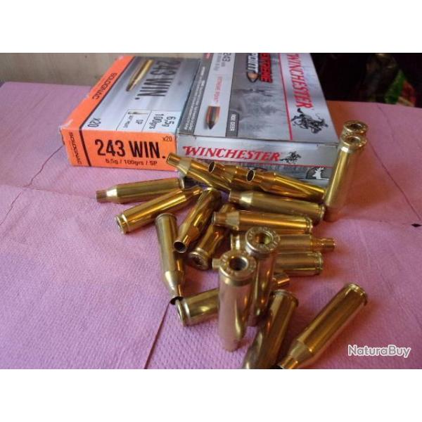 196  douilles vides de calibre  243  Winchester   marque  WINCHESTER  livrer sans boite